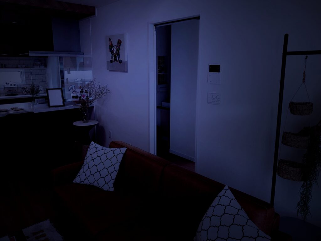 停電した室内の様子