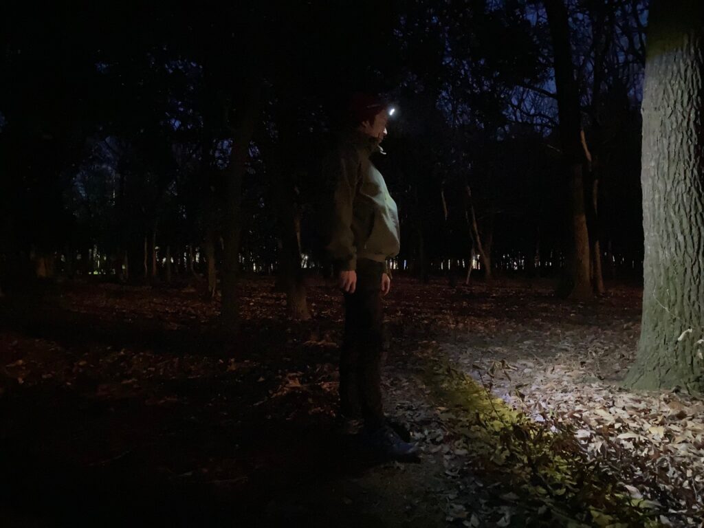 ダイソーのCOBヘッドライトの明るさをレビュー