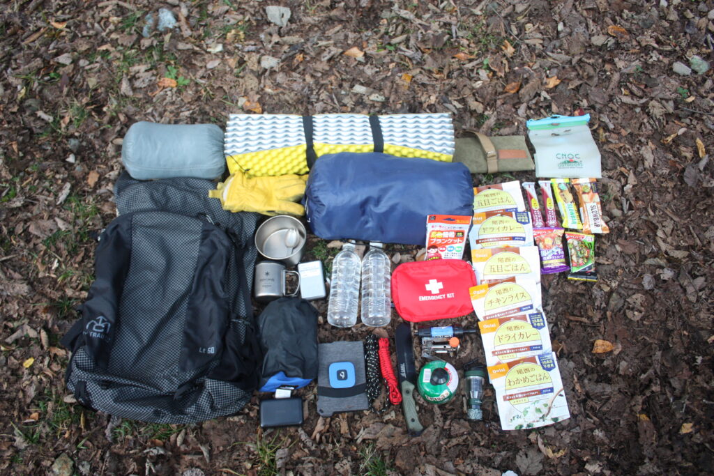 筆者の防災キャンプの道具一式