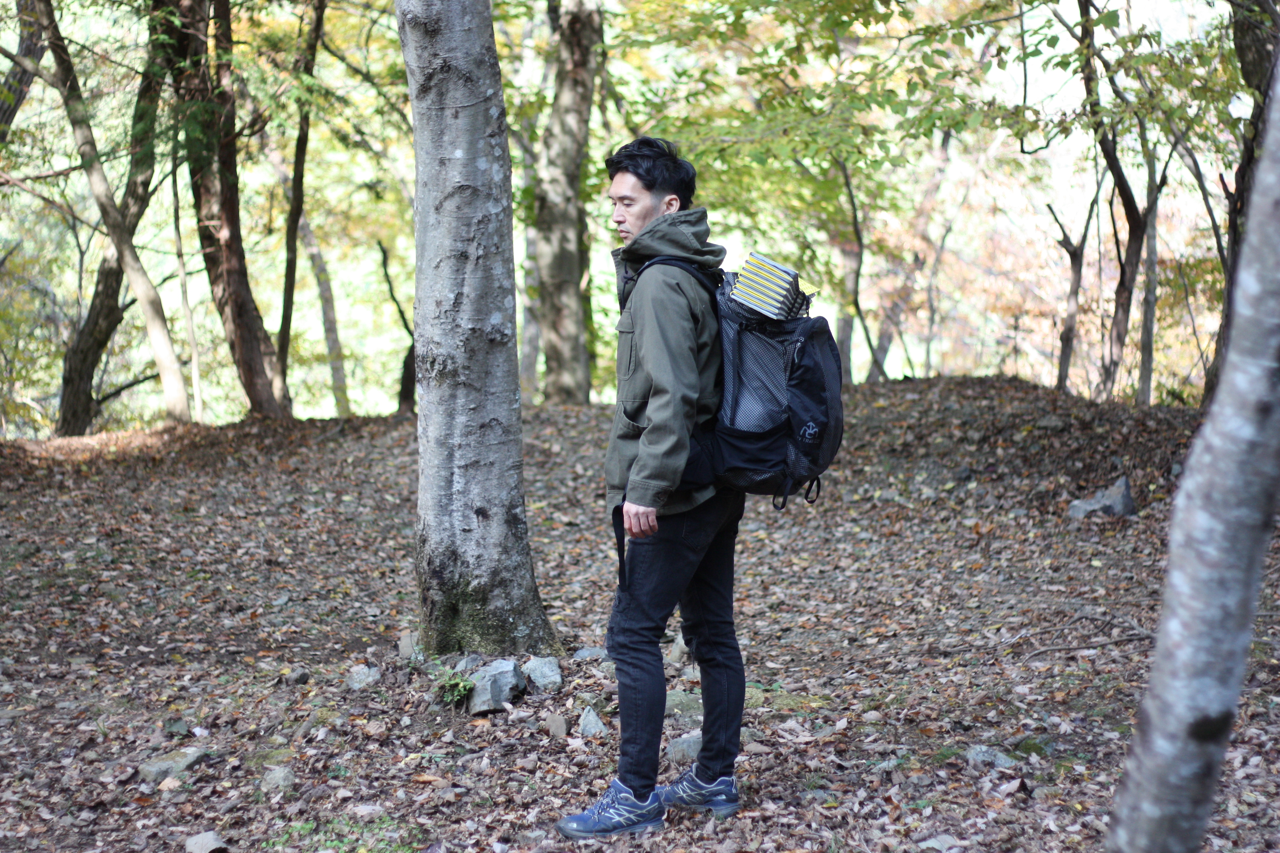 筆者がキャンプ道具を防災対策として、すべての防災道具をバックパックに収納したものです。