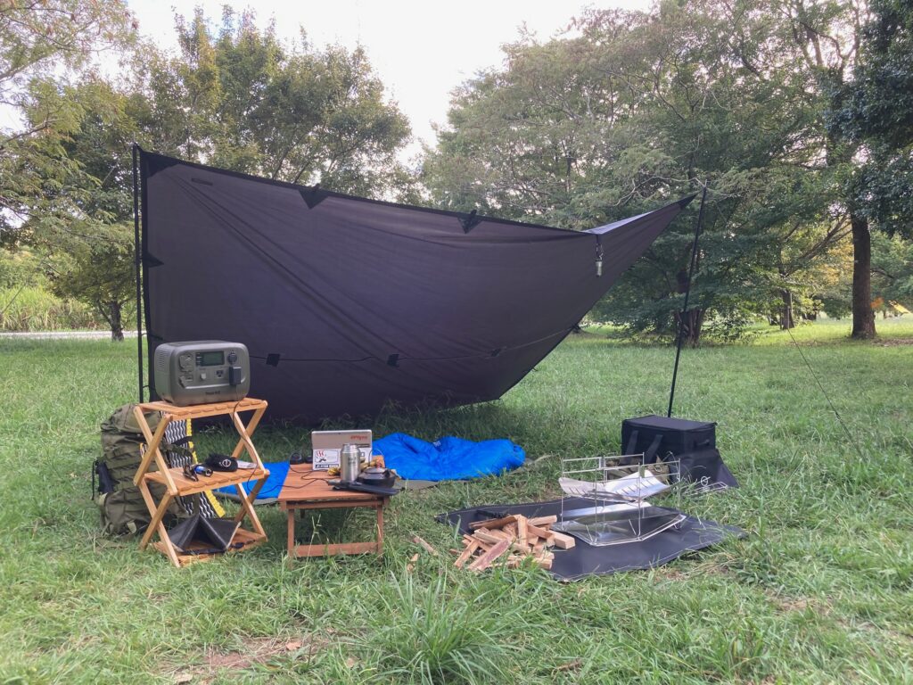 ZENCamps焚き火専用シート95×95㎝のキャンプレイアウト