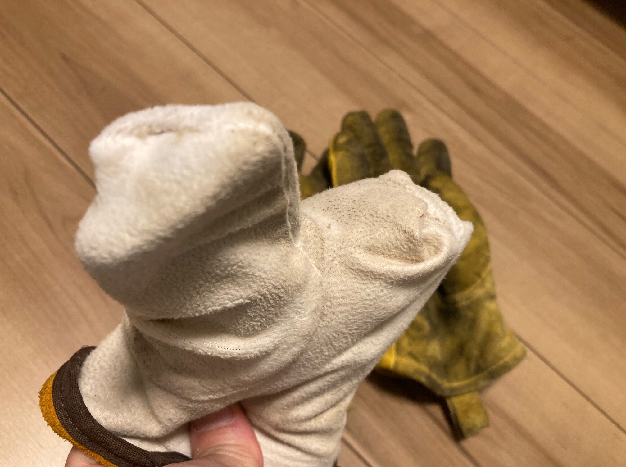 筆者のキャンプグローブの裏地インナー部