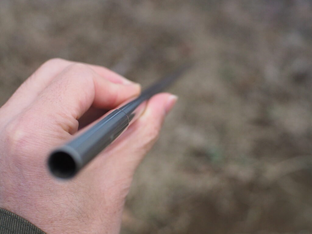 筆者の火吹き棒を手元から撮影したもの