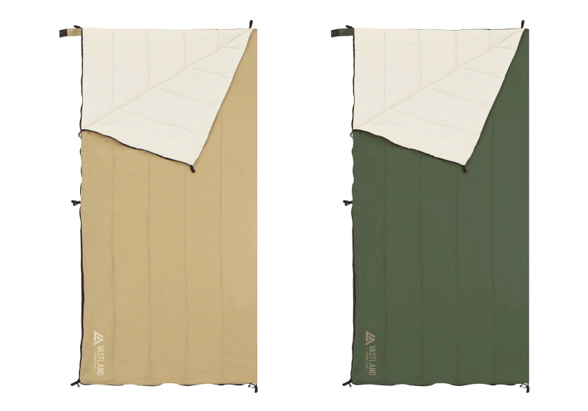 ヴァストランドの封筒型シュラフには、オリーブとタンのカラー展開があります。